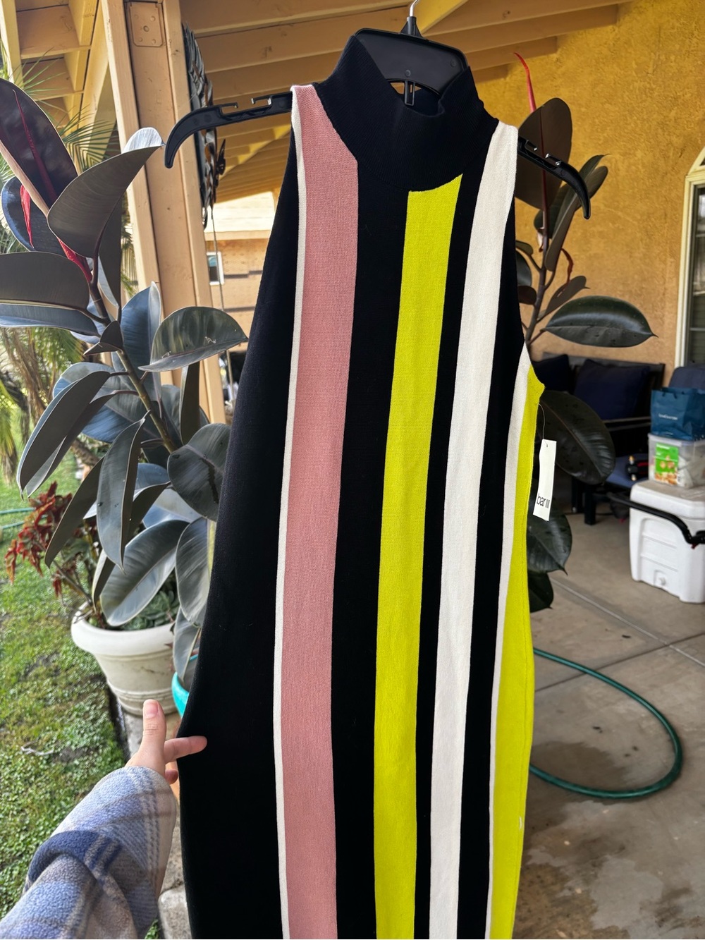 Bar III Sleeveless Mock Neck Maxi Dress - Black, Pink & Lime